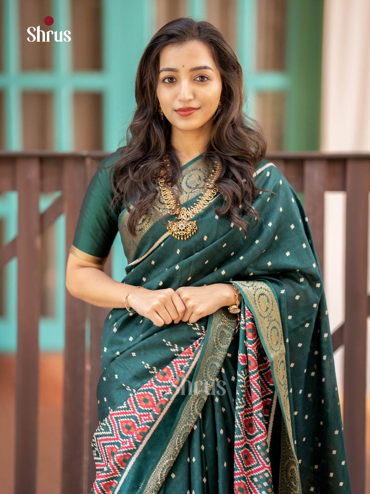 Green - Semi Crepe - Saree - EAS30513 - Shop on Shrus.com