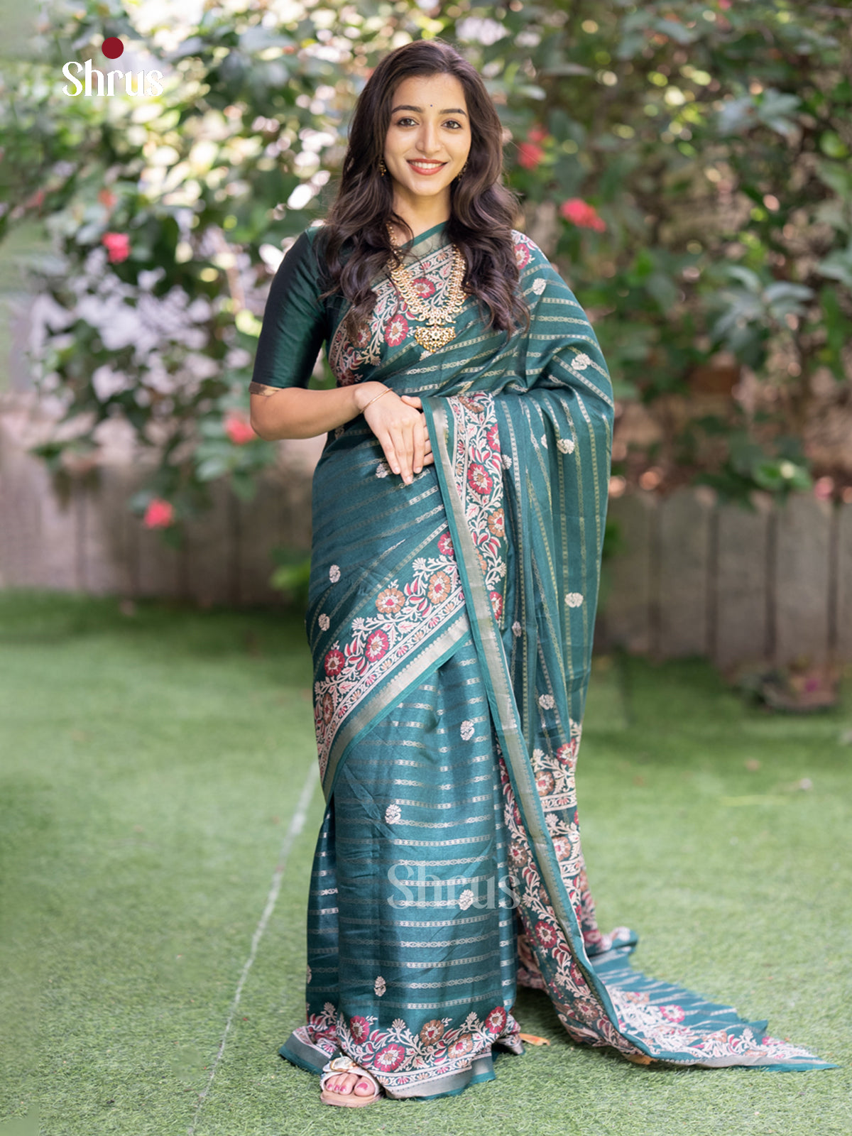 Green - Semi Crepe - Saree - EAS30513 - Shop on Shrus.com