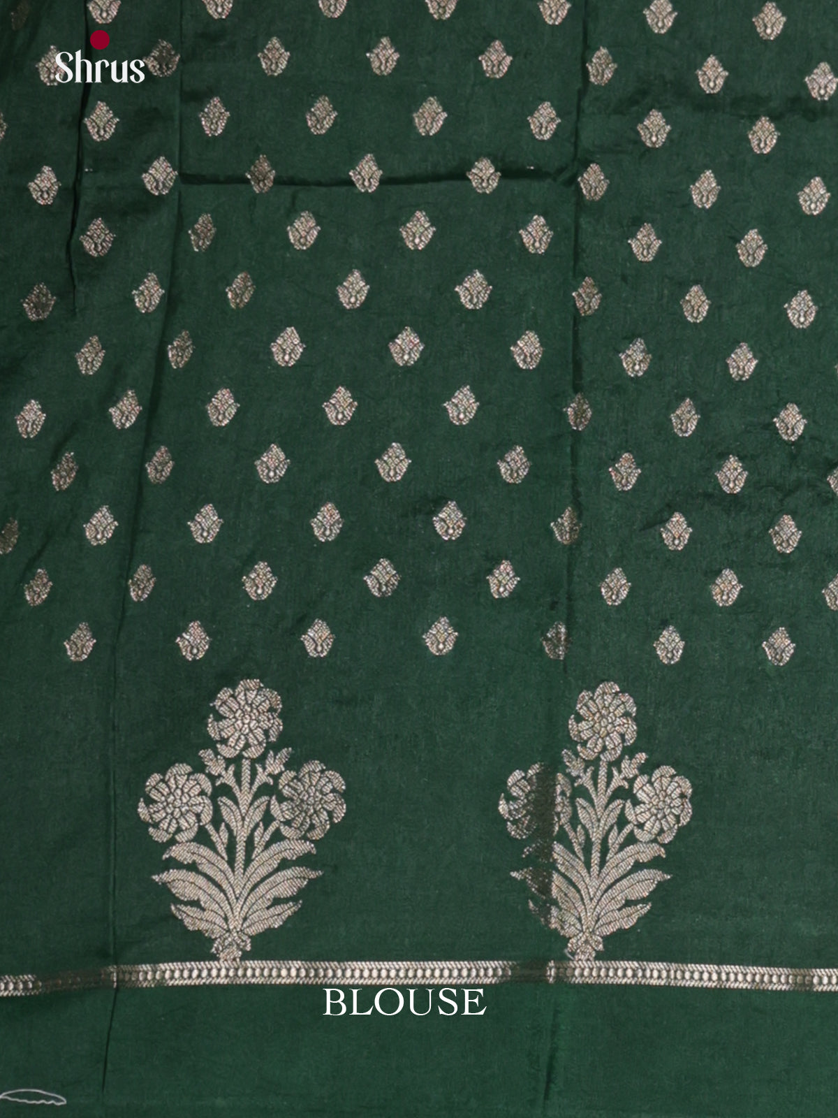 Buy Stunning Dark Green North Cotton Silk Saree With Golden Buttas, Self Border & Pallu