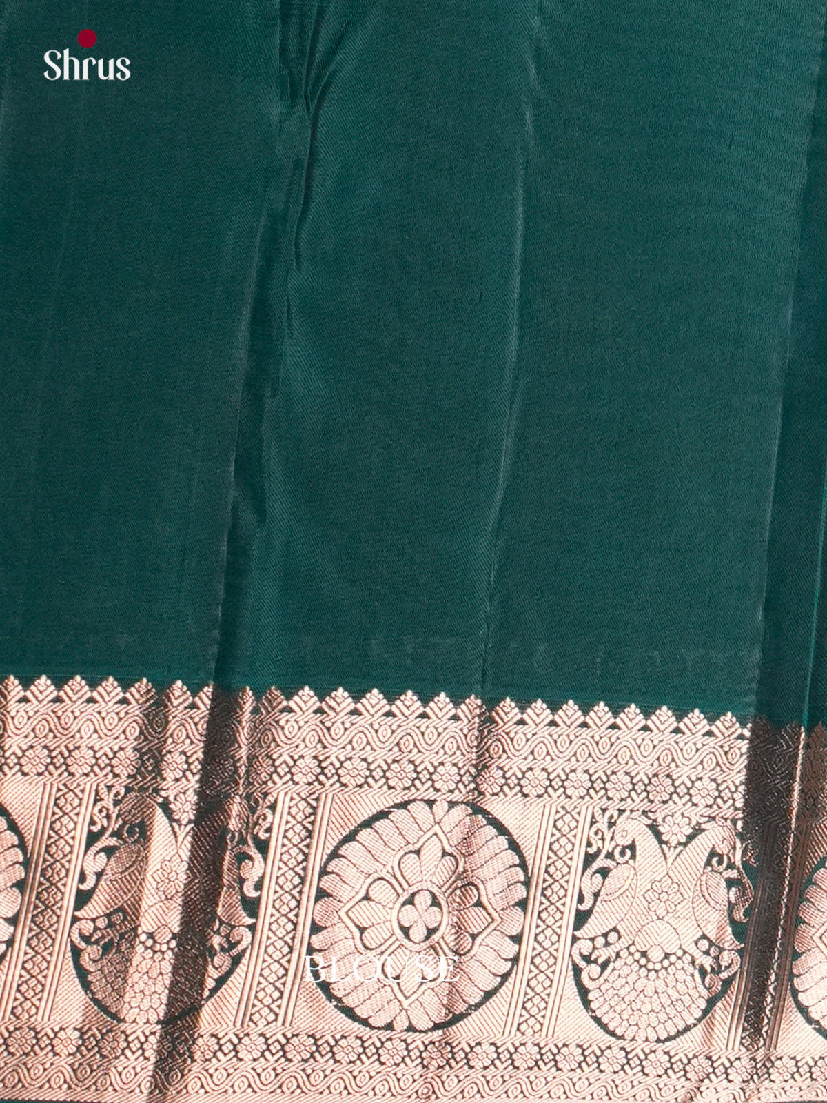 Buy Alluring Dark Teal Kanjivaram Saree With Circular Motifs Printed Brocade & Paisley Pallu