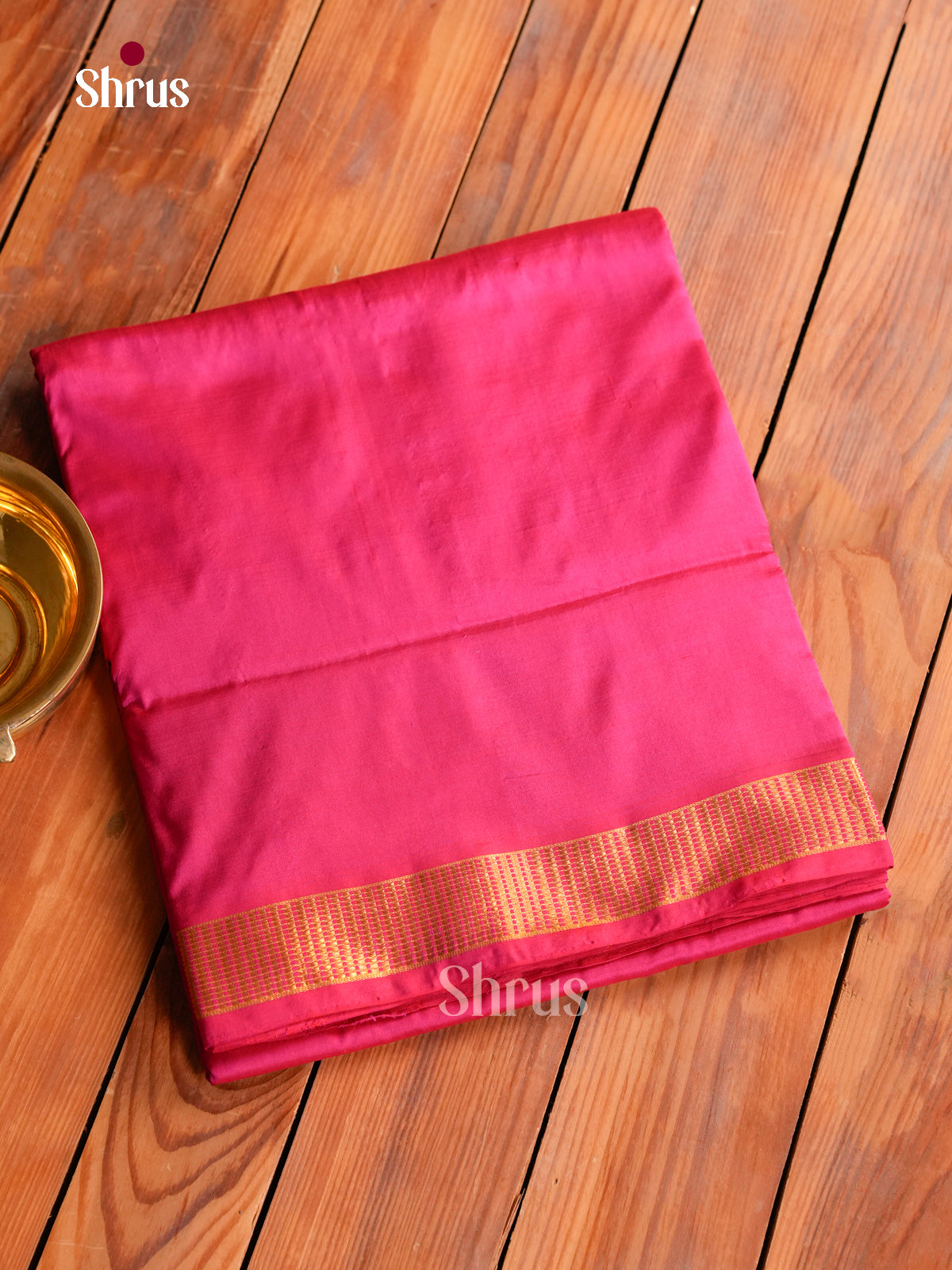 Dashing Rose Pink 9Yards Kanchipuram Saree With Plain Body | Self Kaddi Zari & Chit Pallu