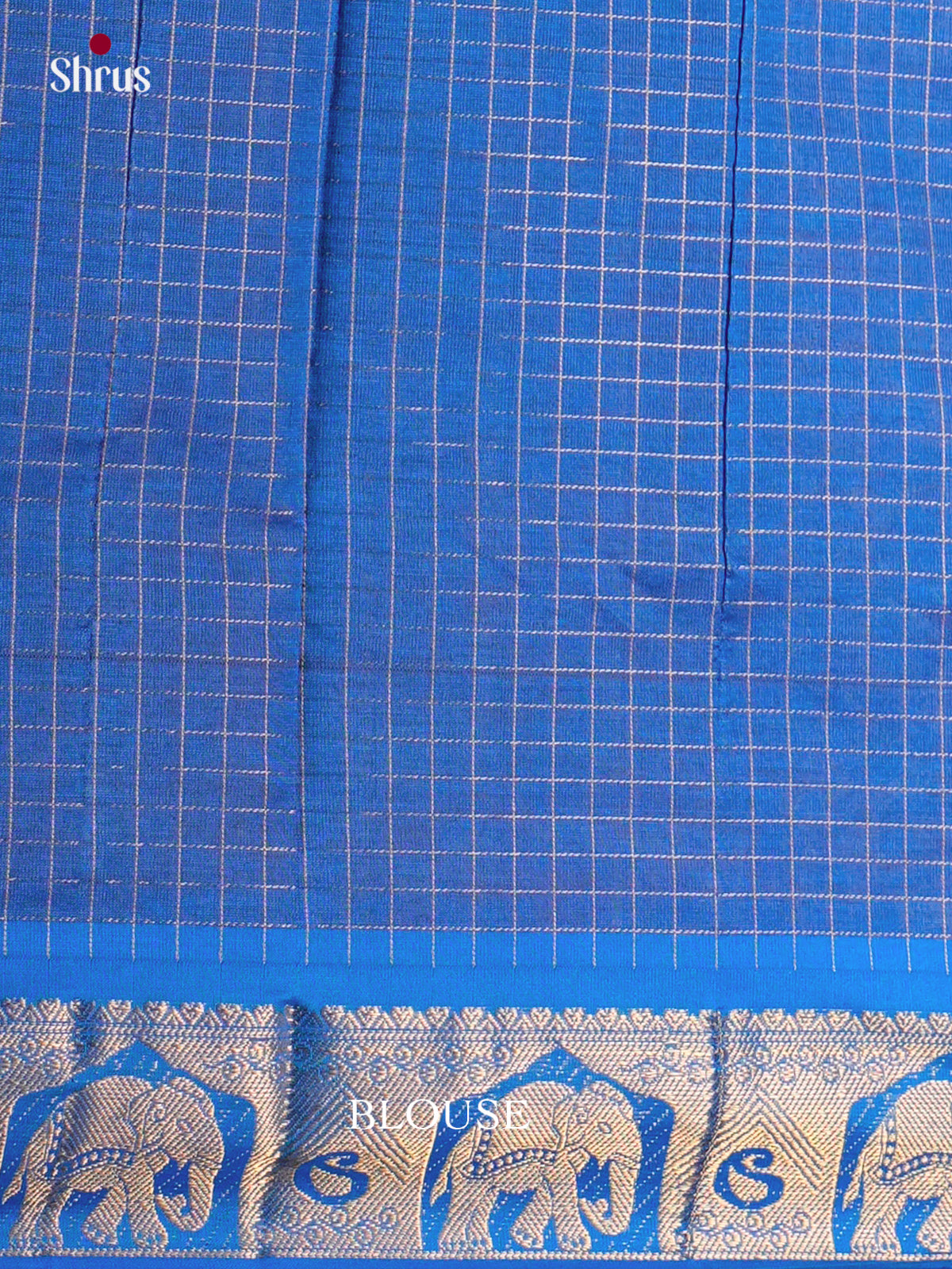Buy Classy Deep Olive Cotton Silk Saree With Intricate Checks & Buttas, Royal Blue Zari Woven Border & Pallu