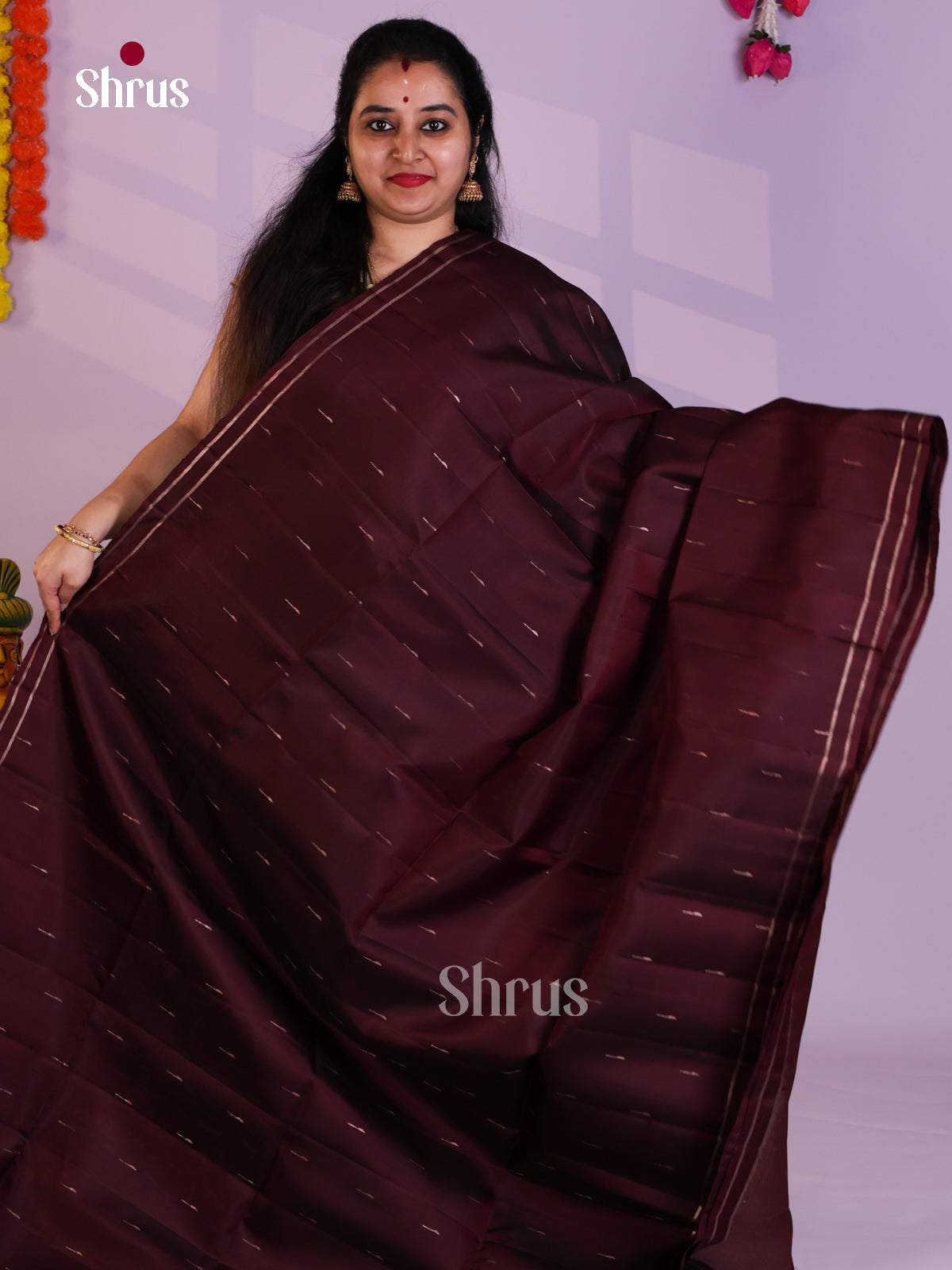 Buy Enchanting Deep Wine Pure Soft Silk Saree with Zari Horizontal Buttas & Brocade Pallu