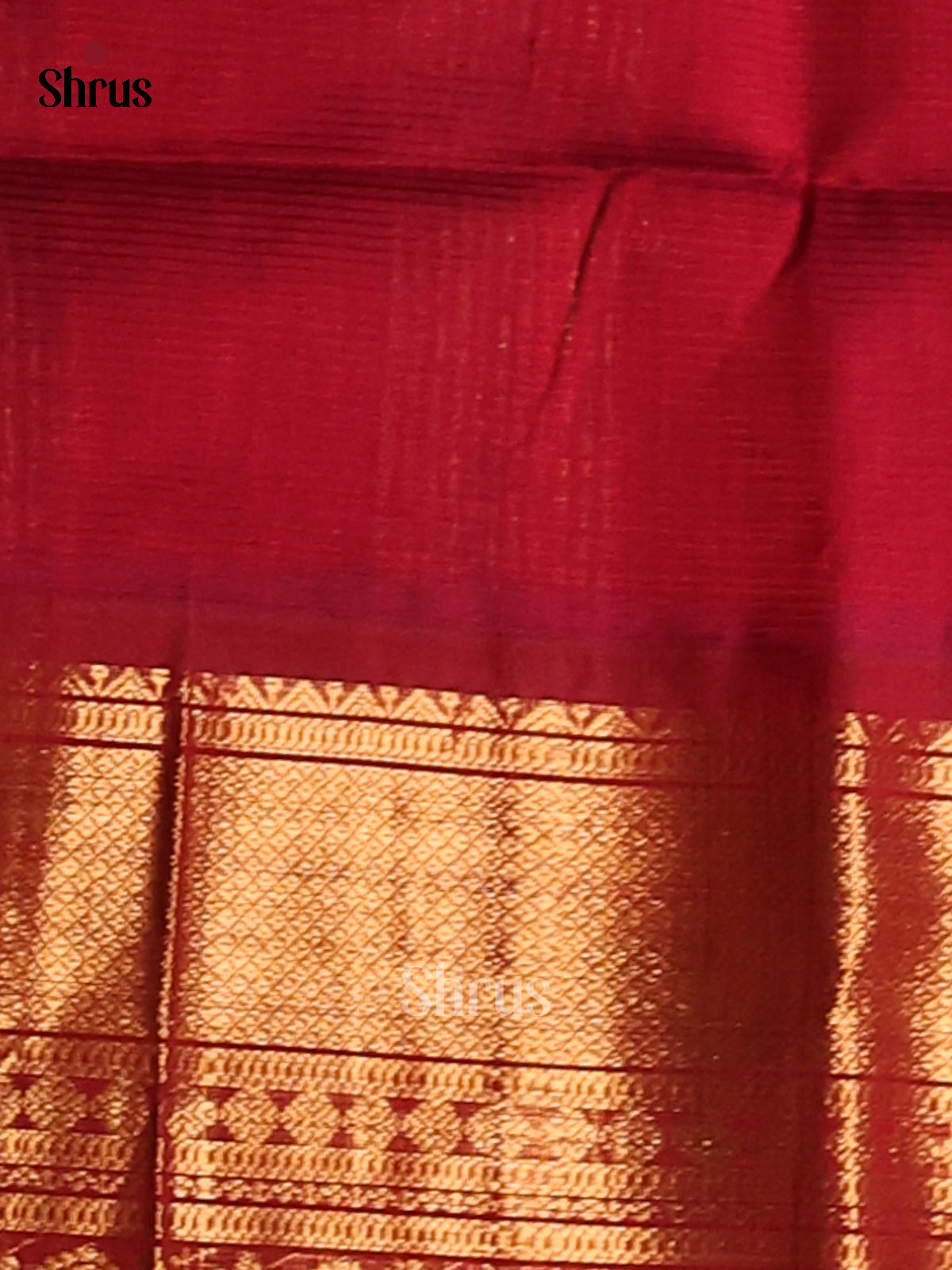 Buy Double Shaded Green Cotton Silk Saree with Delicate Stripes & Maroon Zari Border