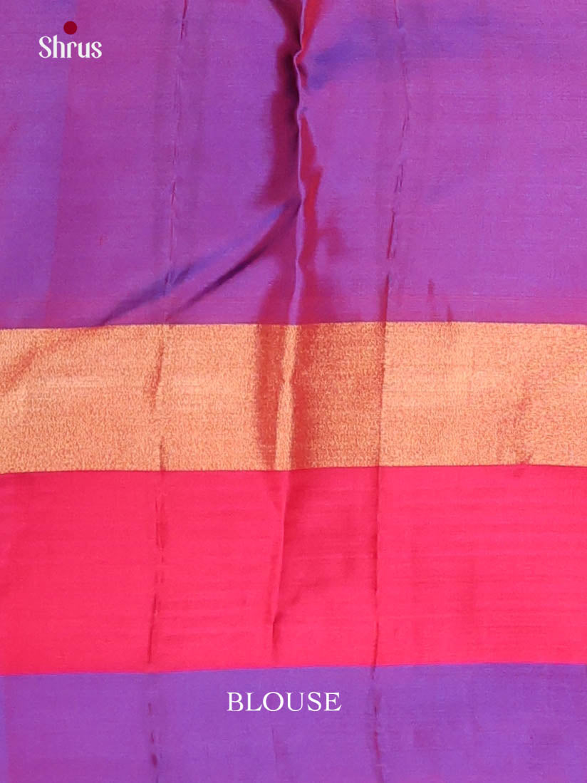 Buy Regal Double Shaded Green Kanjivaram Saree With Checks, Pink & Purple Zari Border