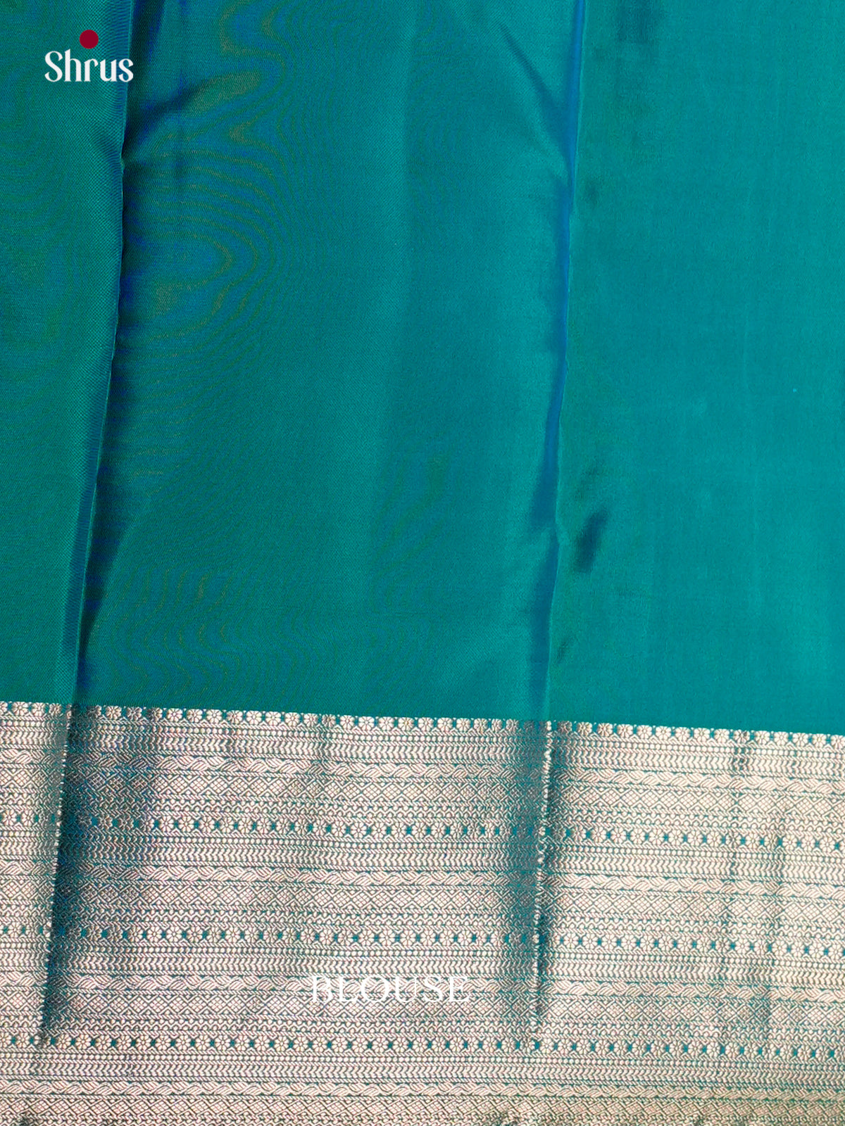 Buy Alluring Dual Tone Teal Kanjivaram Saree With Silver Motifs, Traditional Border & Brocade Pallu