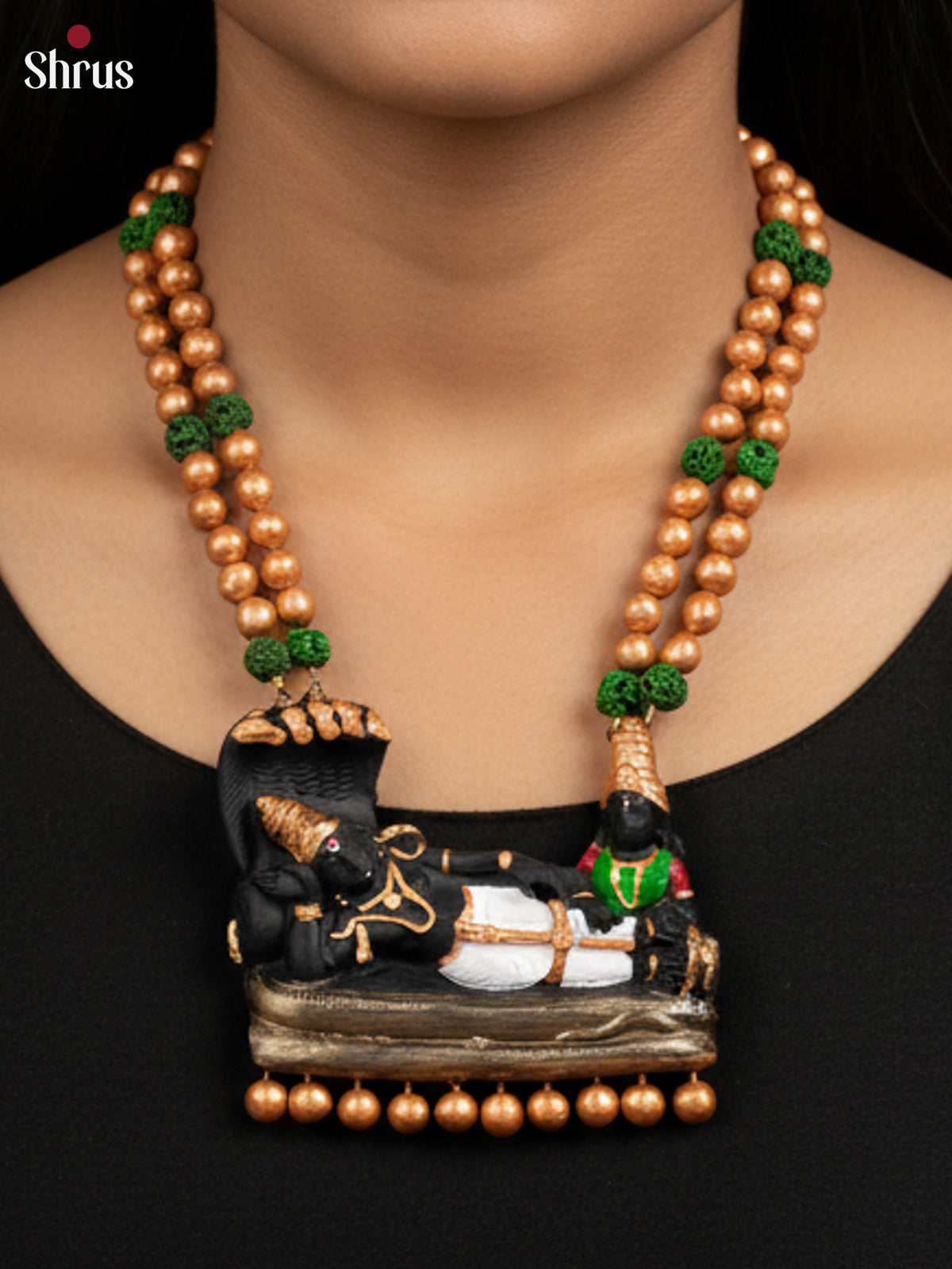 Exquisite Handcrafted necklace with padmaswamy sayana kolam terracotta set- EAJ16003 - Shop on Shrus.com