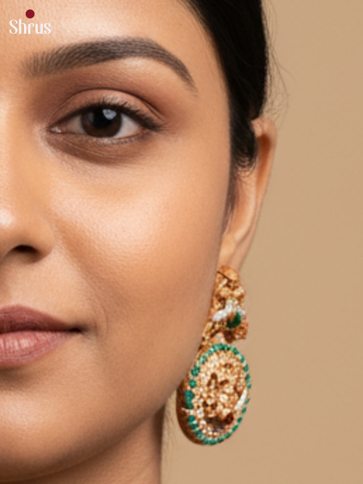 Hand crafted Gutta pulusu Terracotta Set with kemp stones -EAJ16004 - Shop on Shrus.com