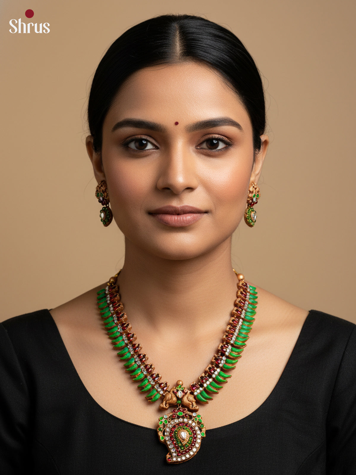 Graceful Handcrafted Manga Necklace in Terracotta set - EAJ16019