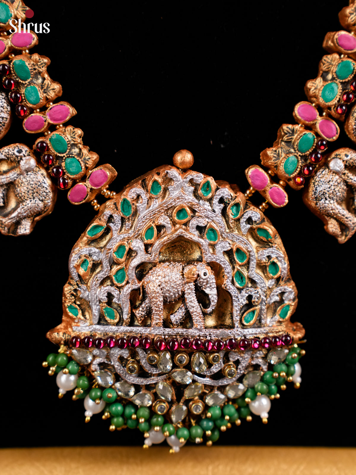Stunning Elephant Necklace Terracota set -EAJ16024 - Shop on Shrus.com
