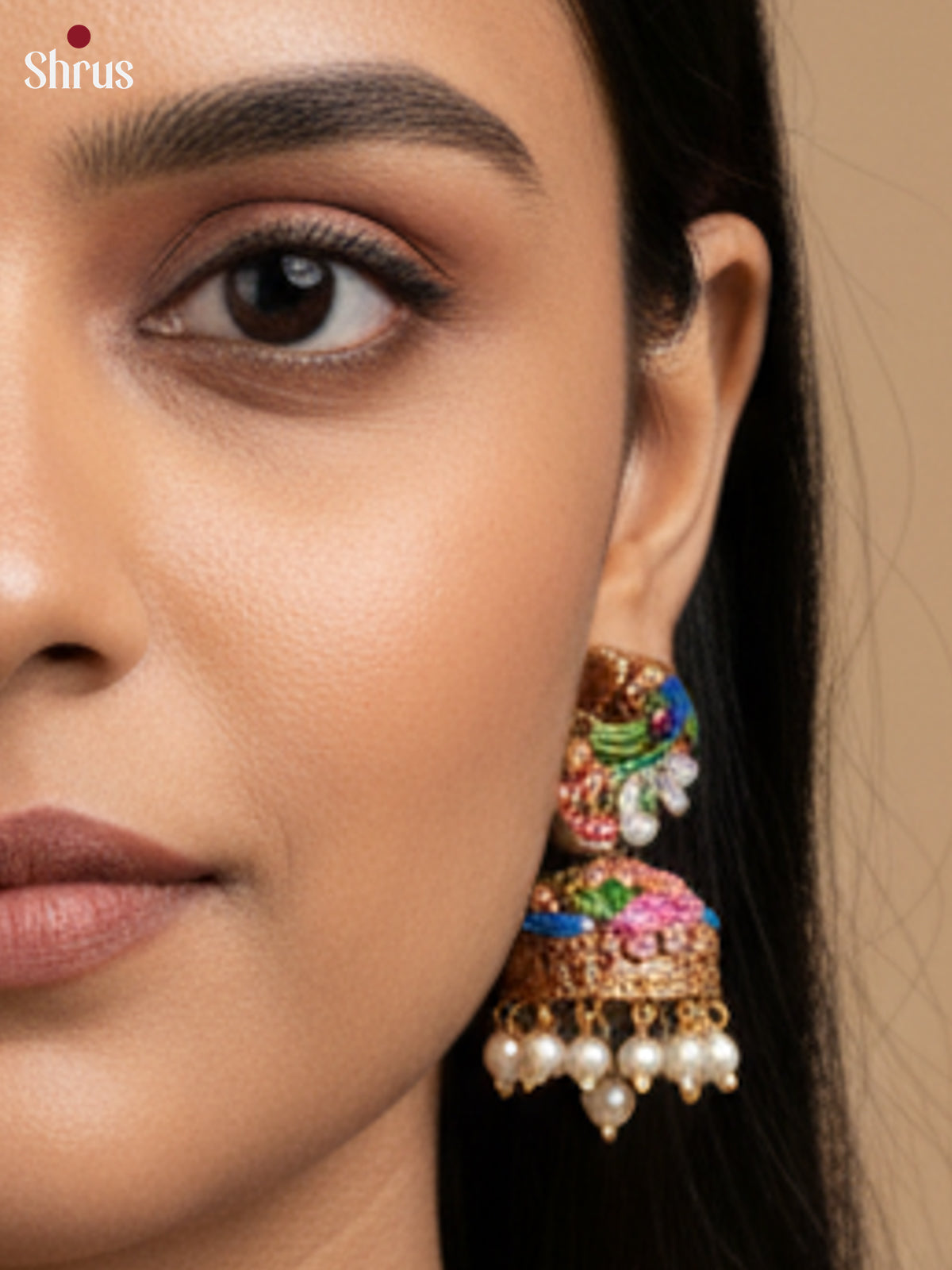 Elegant Handcrafted Necklace with lord murugan centerpiece Terra cotta set - EAJ16025