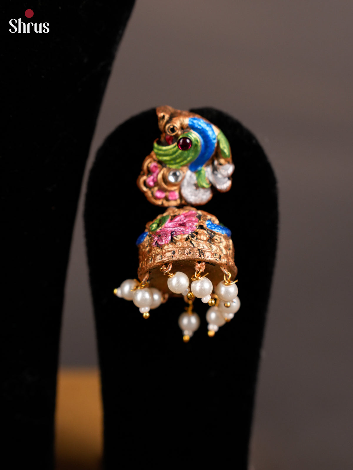 Elegant Handcrafted Necklace with lord murugan centerpiece Terra cotta set - EAJ16025 - Shop on Shrus.com