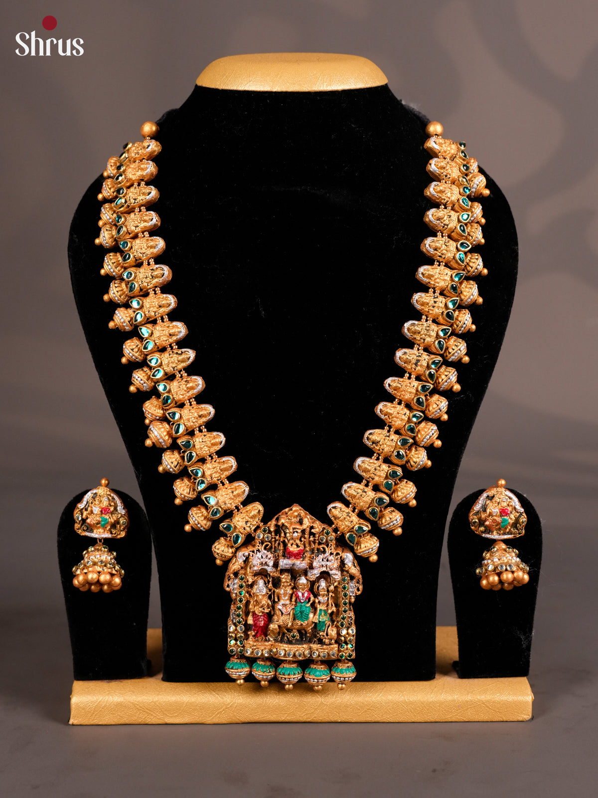 Handcrafted Shiv parivar Necklace Terra cotta set - EAJ16026 - Shop on Shrus.com