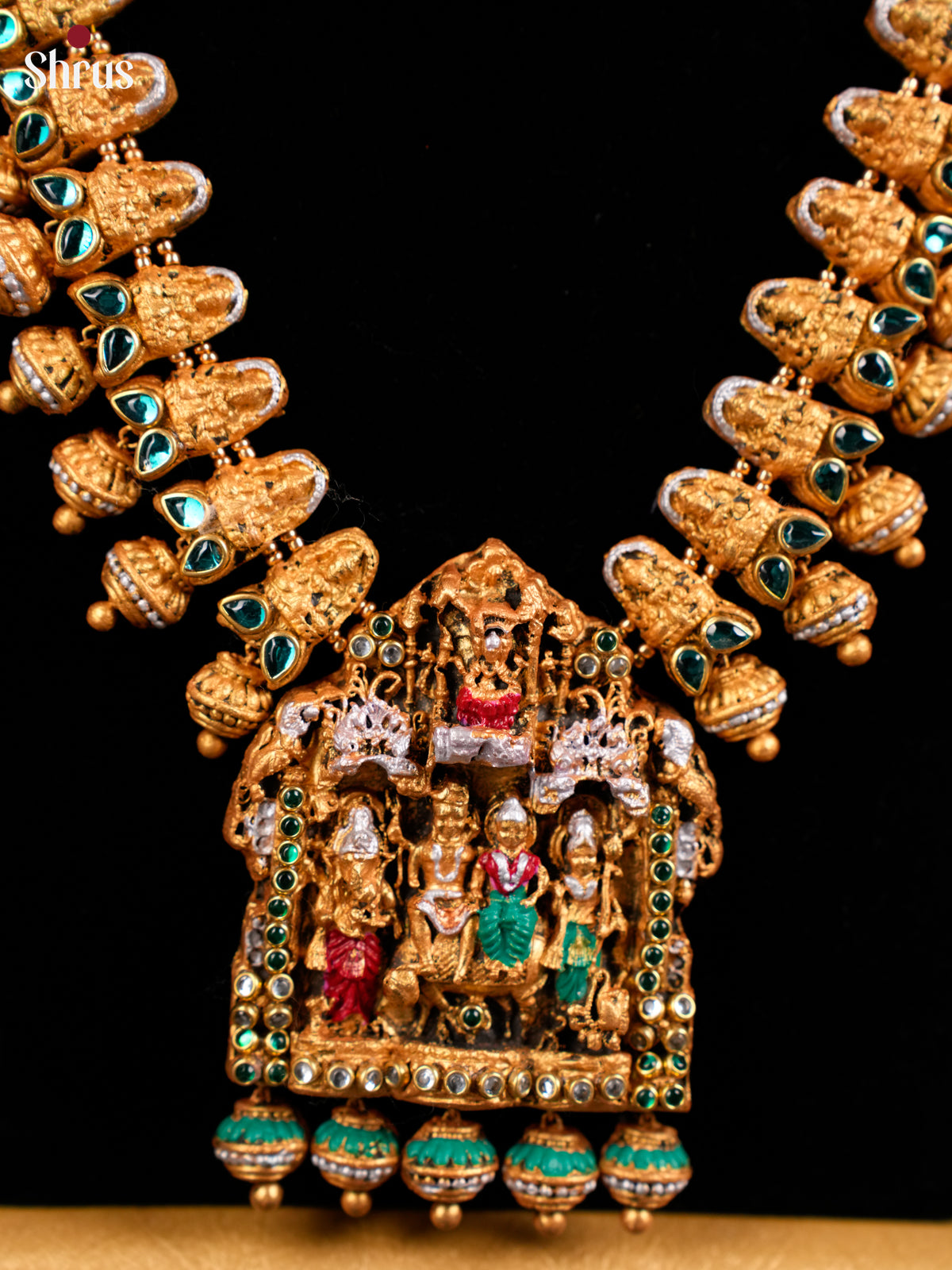 Handcrafted Shiv parivar Necklace Terra cotta set - EAJ16026