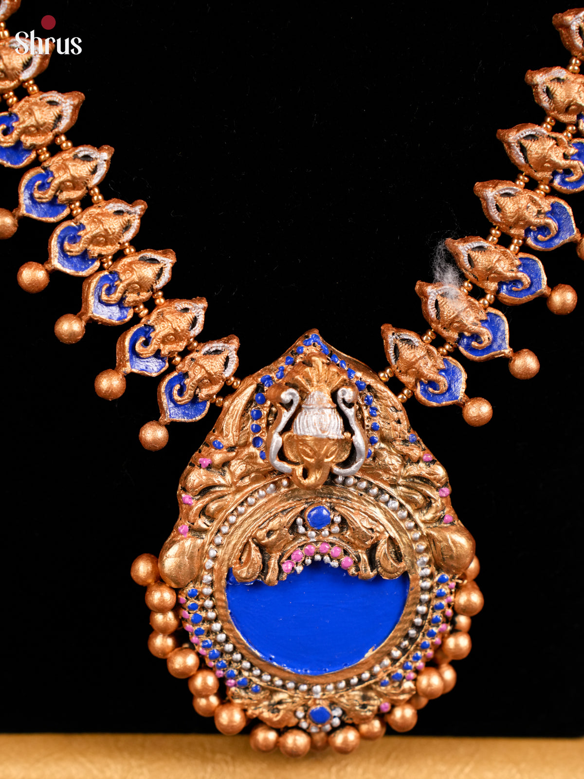 Handcrafted Ganesha Design Terracotta Jewellry Set with Jhumkas - EAJ16028 - Shop on Shrus.com