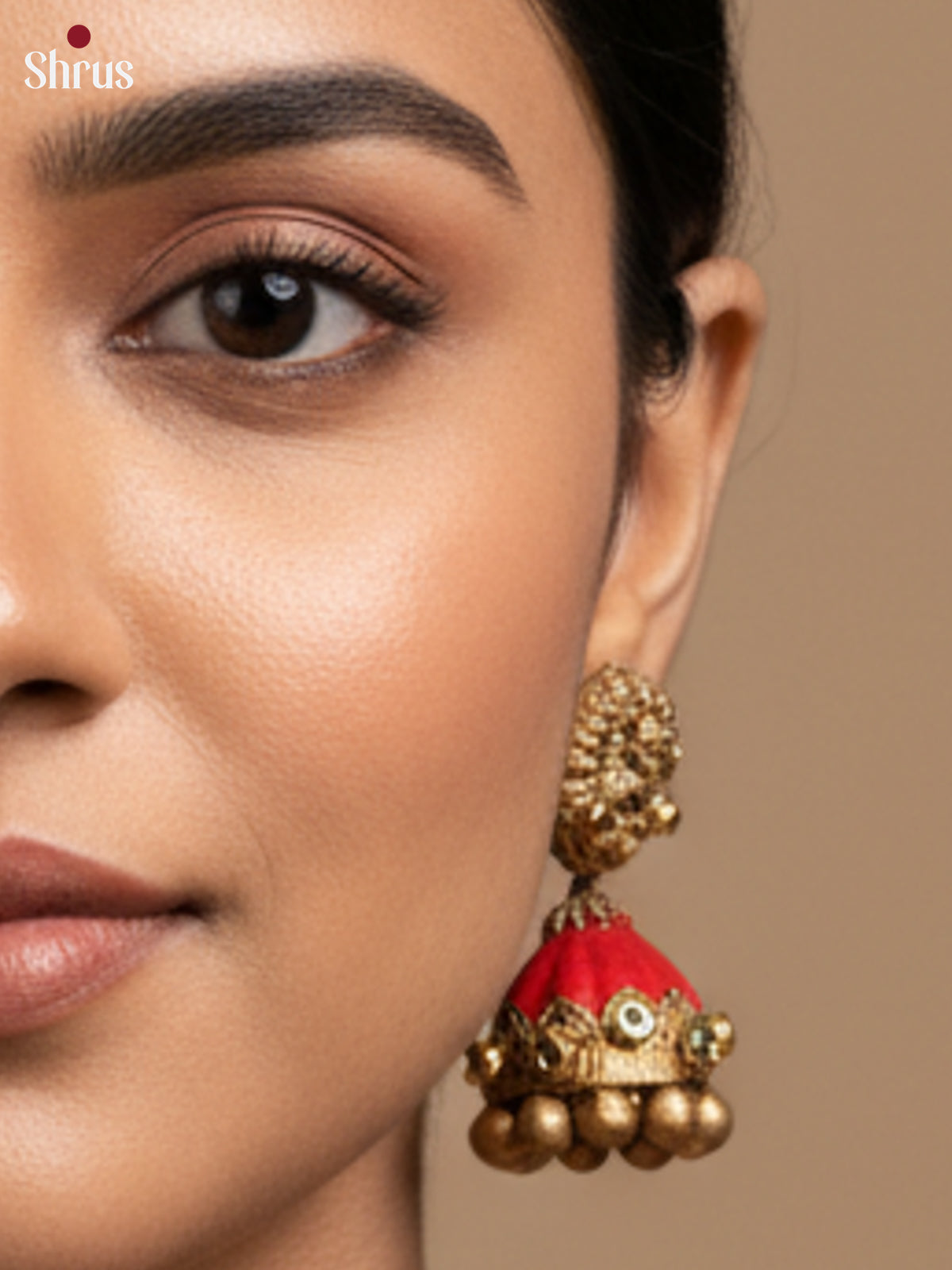 Stunning Red Manga motifs terracotta necklace Set with Jhumka -EAJ16029 - Shop on Shrus.com