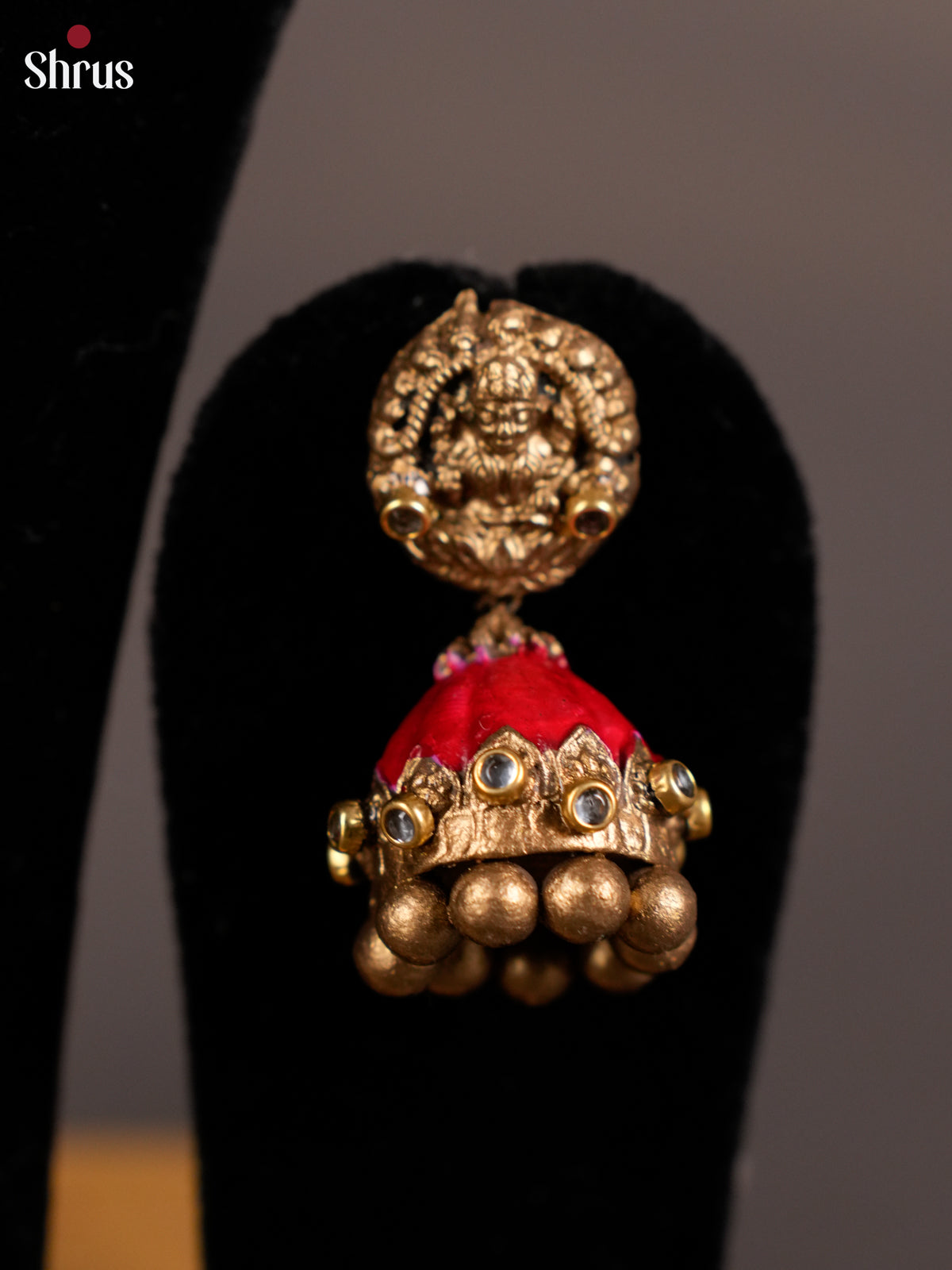 Stunning Red Manga motifs terracotta necklace Set with Jhumka -EAJ16029 - Shop on Shrus.com