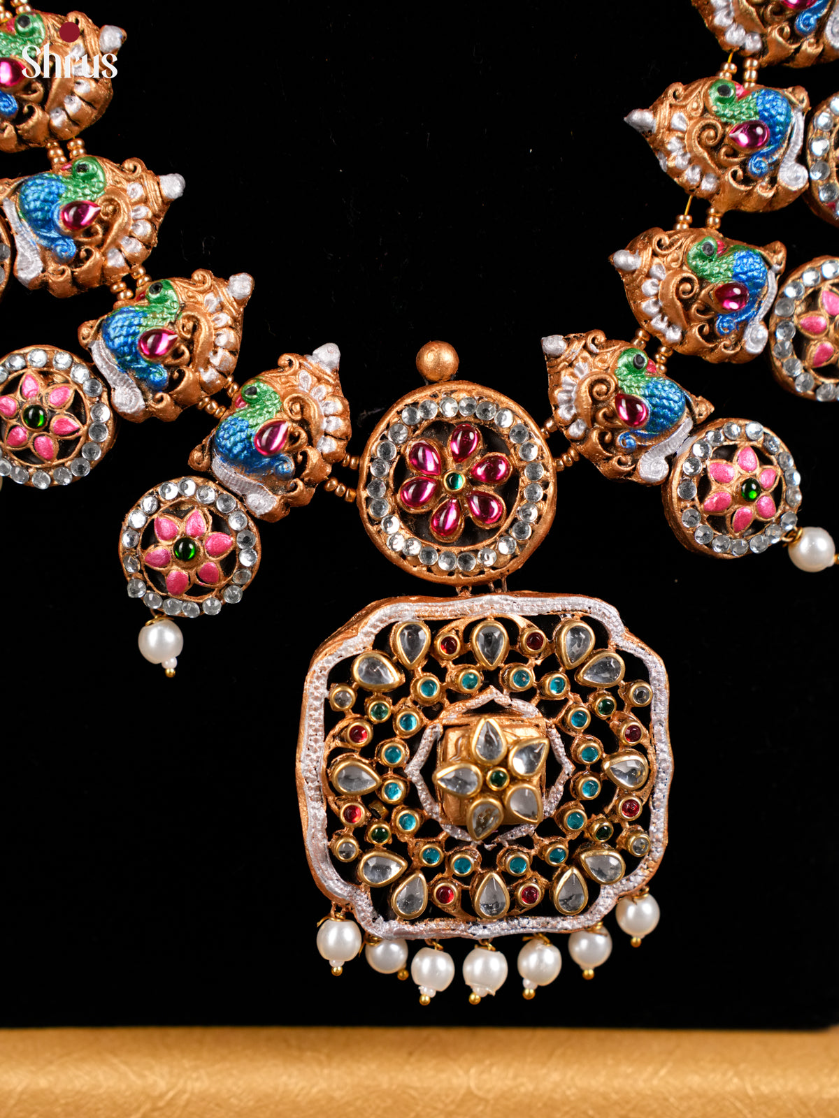 Handcrafted Peacock necklace Terracotta set - EAJ16036 - Shop on Shrus.com