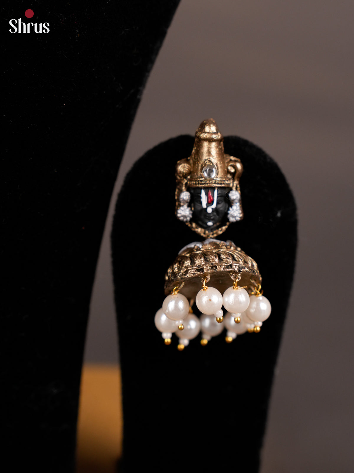 Handcrafted Balaji Terracotta set with white beads -EAJ16037 - Shop on Shrus.com