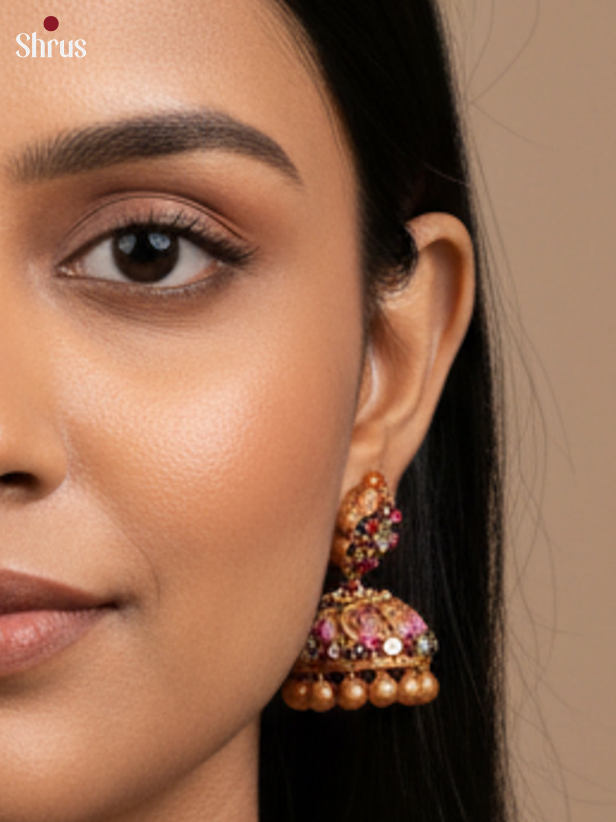 Handcrafted Lakshmi motifs Peacock pendant Terracotta jewellery set with Jhumka - EAJ16040 - Shop on Shrus.com