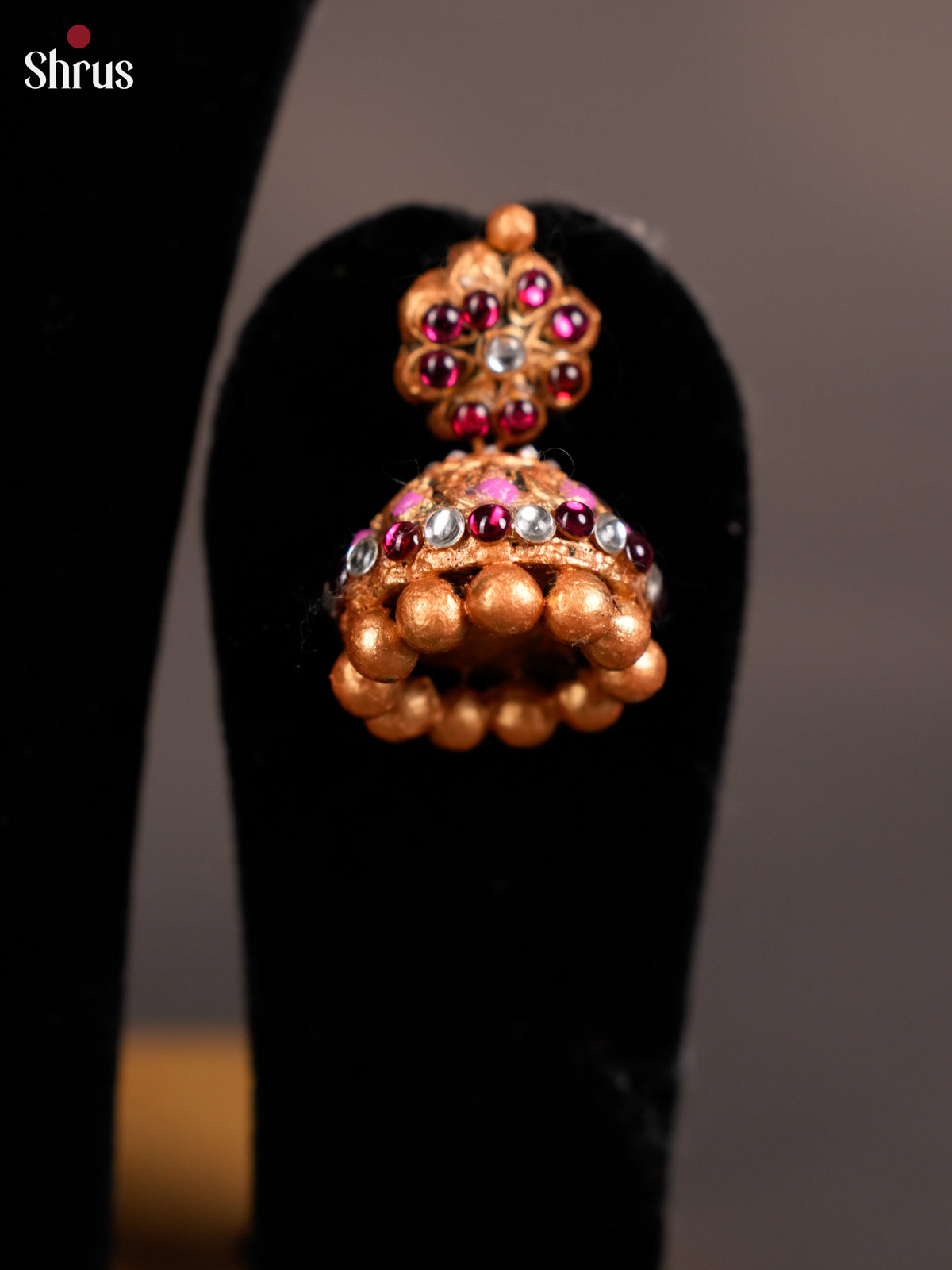 Handcrafted Lakshmi motifs Peacock pendant Terracotta jewellery set with Jhumka - EAJ16040 - Shop on Shrus.com