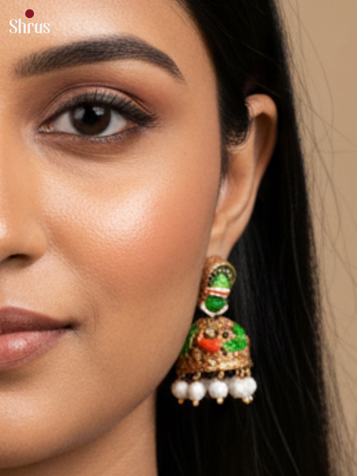 Classic Kathakali Terracotta Set with Jhumkas - EAJ16041 - Shop on Shrus.com