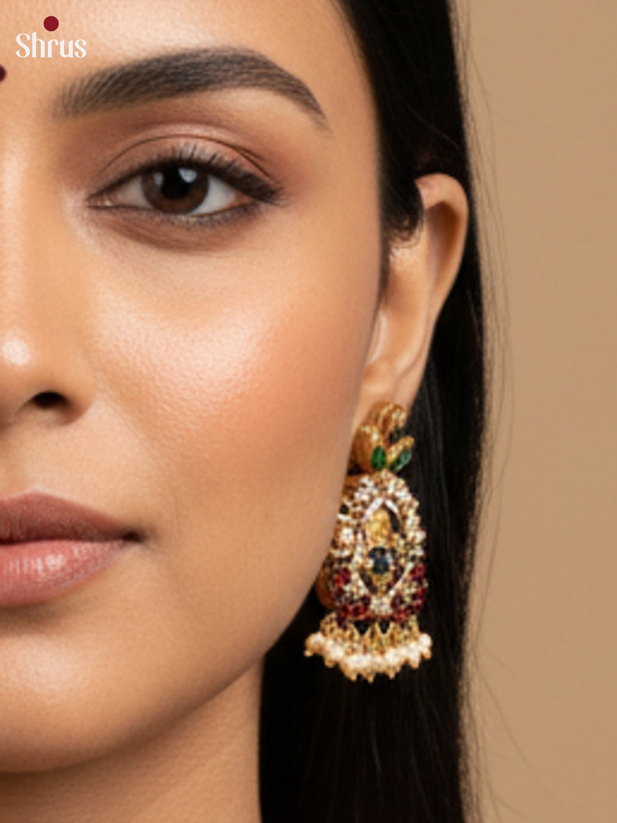Divine Balaji with Astalakshmi pendant Terracotta necklace set with earring - EAJ16043 - Shop on Shrus.com