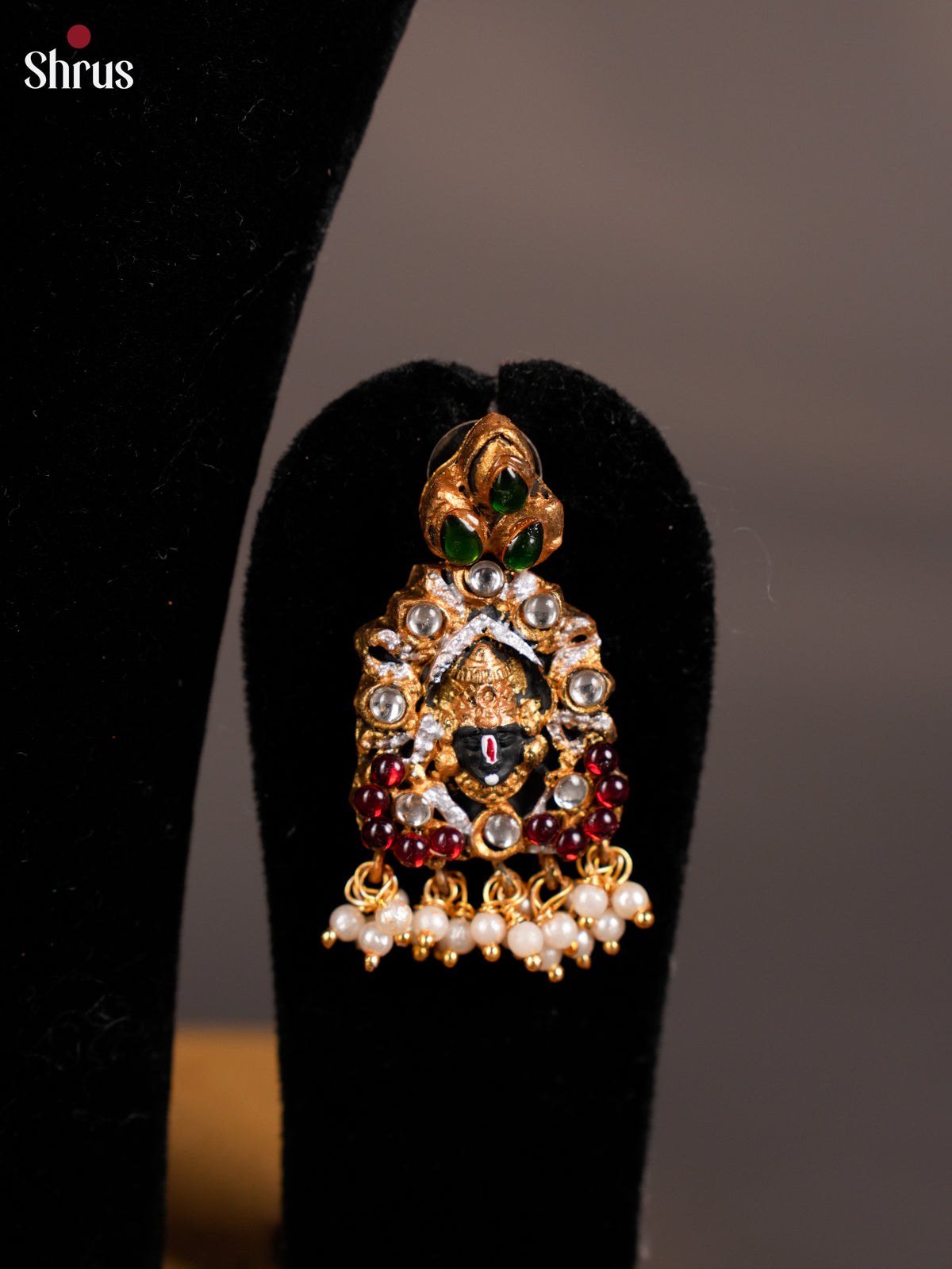 Divine Balaji with Astalakshmi pendant Terracotta necklace set with earring - EAJ16043 - Shop on Shrus.com