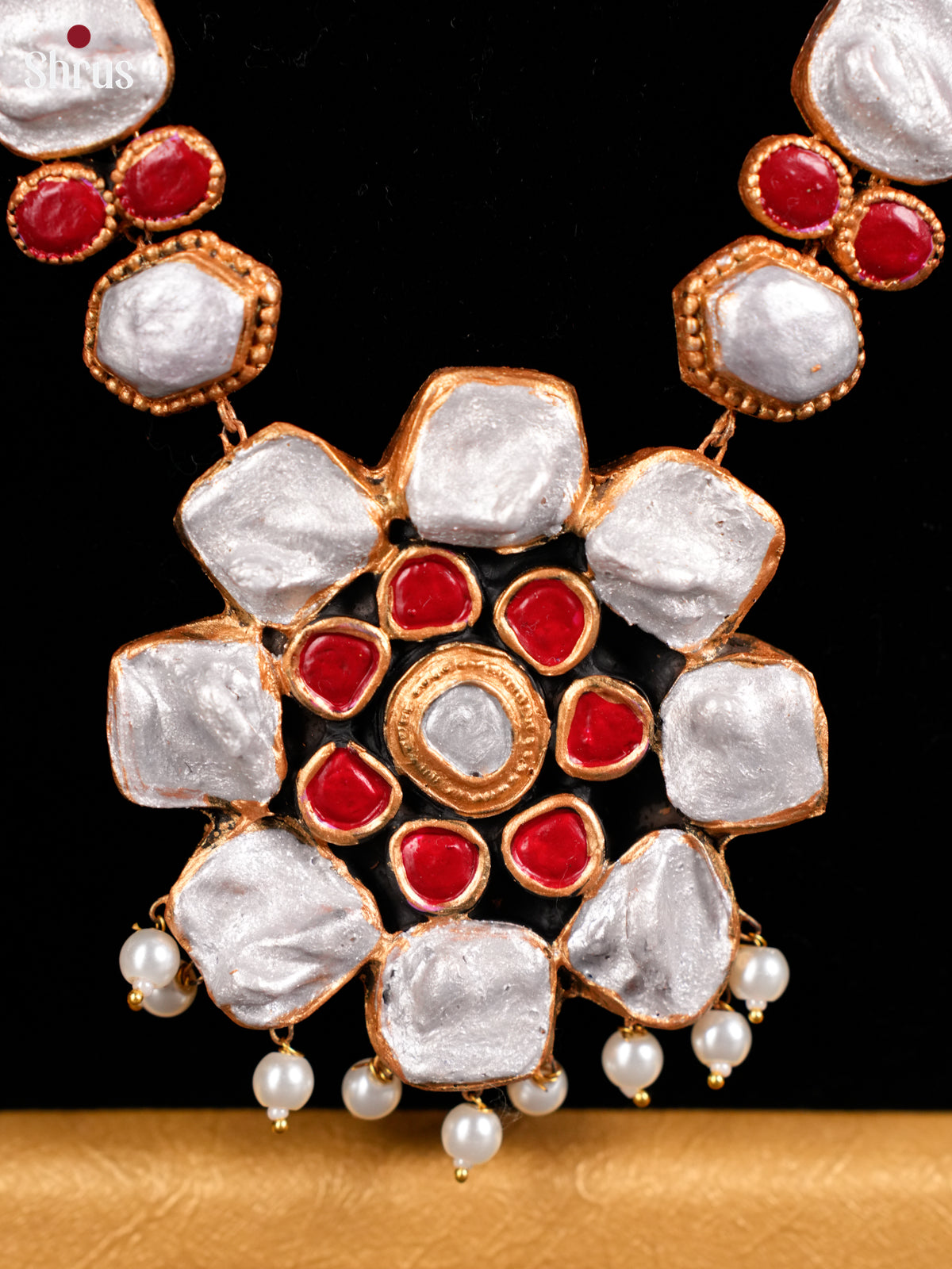 Charming Handpainted floral design Terracotta set with stud earring - EAJ16044 - Shop on Shrus.com