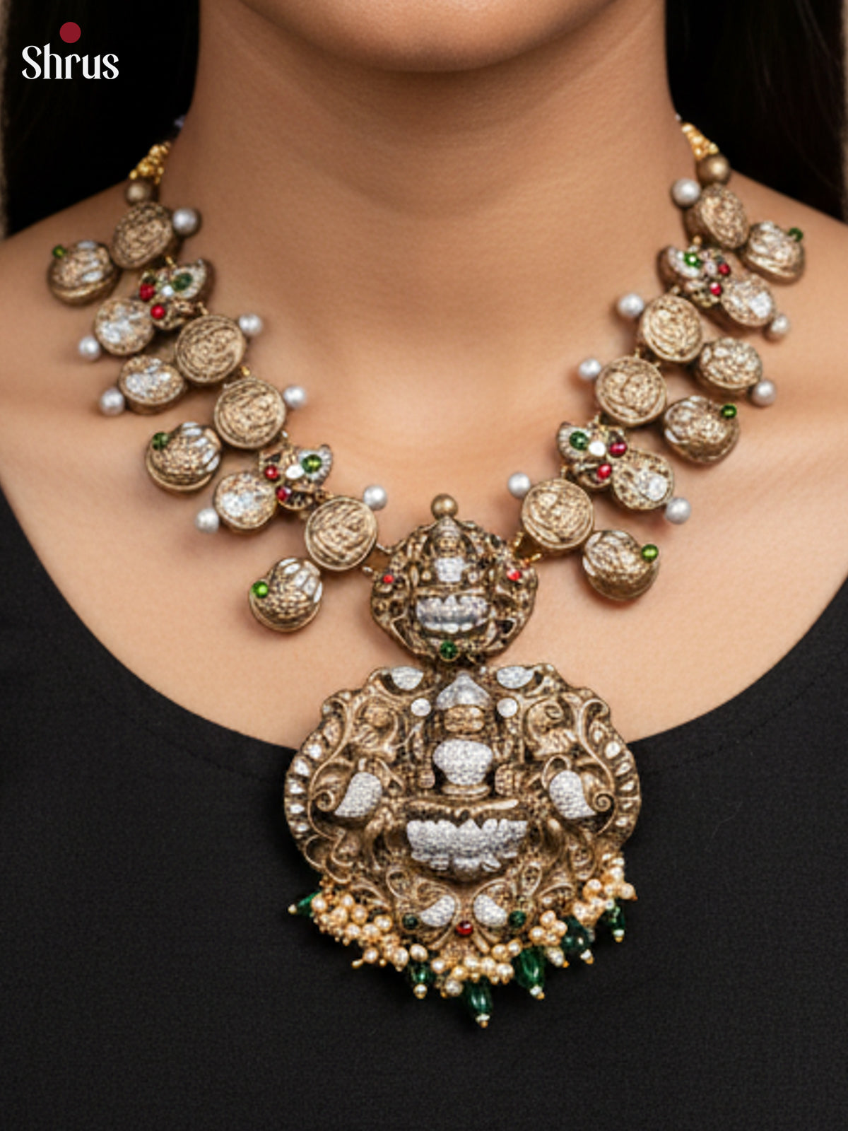 Traditional Gajalakshmi Necklace Terracotta Set - EAJ20001