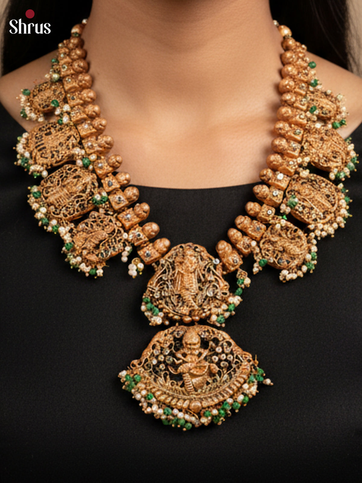 Exquisite Handcrafted Vishnu Dasavatharam Terracotta Necklace -EAJ20002 - Shop on Shrus.com