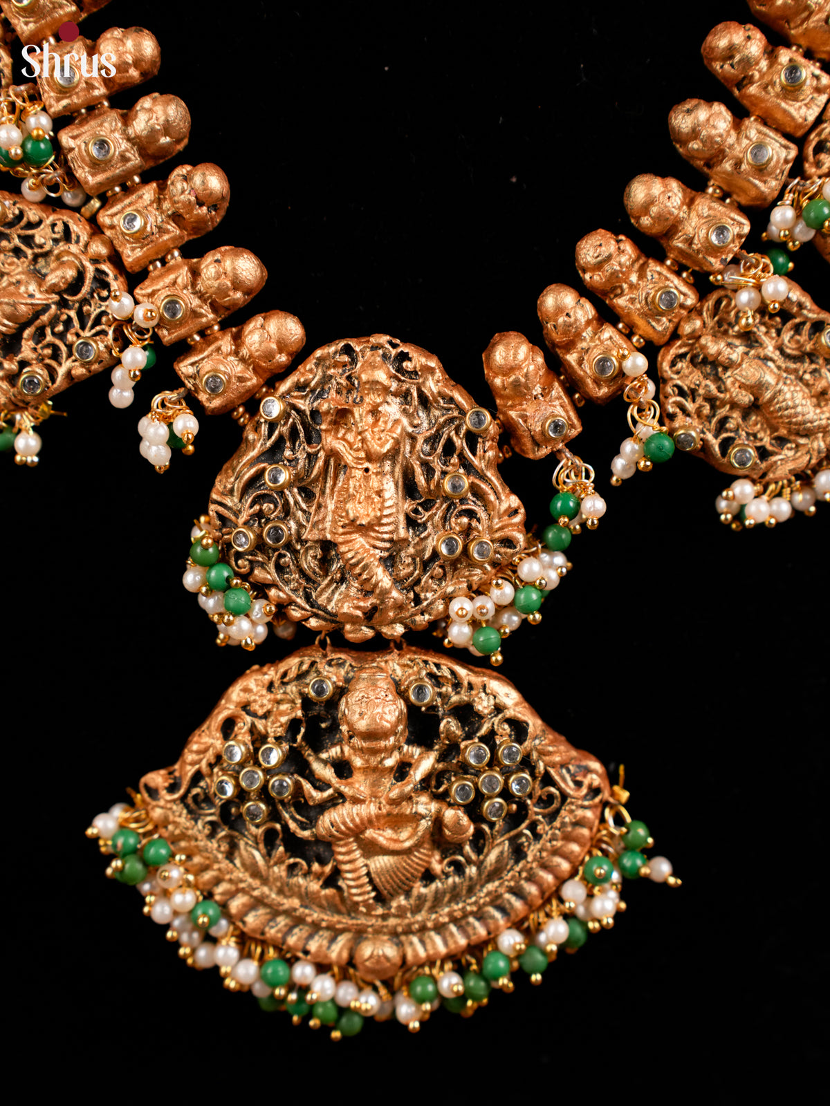 Exquisite Handcrafted Vishnu Dasavatharam Terracotta Necklace -EAJ20002 - Shop on Shrus.com