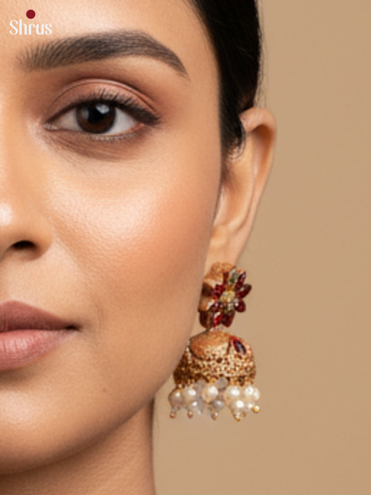 Rustic Lakshmi & floral Necklace Terracotta set - EAJ20003