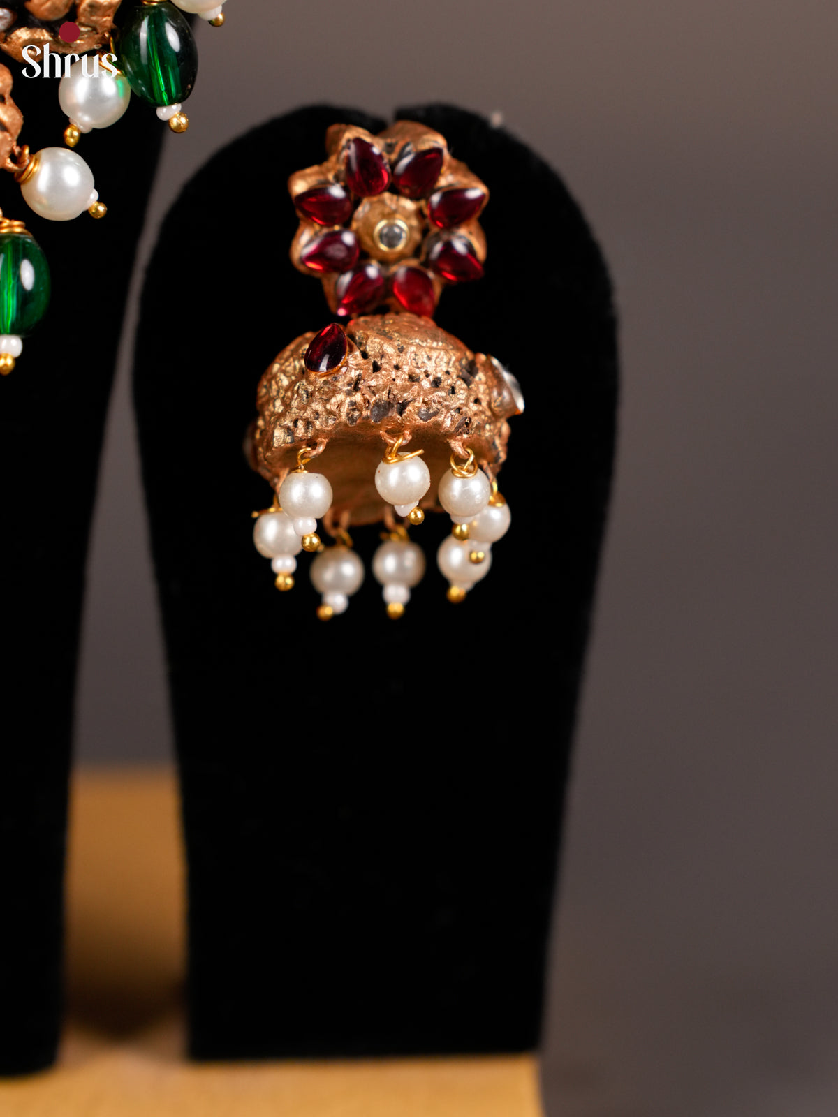 Rustic Lakshmi & floral Necklace Terracotta set - EAJ20003 - Shop on Shrus.com