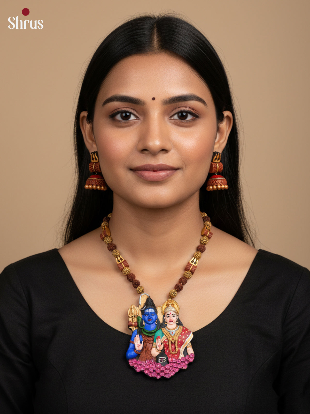 Elegant Handcrafted Shiv Parvathy necklace Terracotta set -EAJ20014