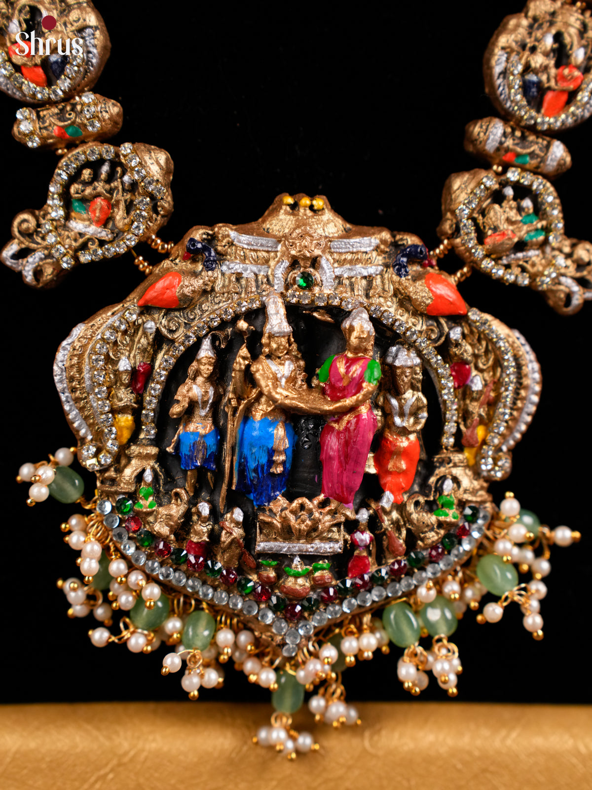 Exquisite Handcrafted Haram with vishnu kalyanam Tertrracotta set - EAJ20015