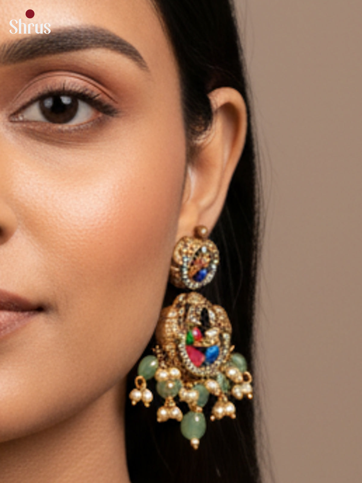 Exquisite Handcrafted Haram with vishnu kalyanam Tertrracotta set - EAJ20015 - Shop on Shrus.com