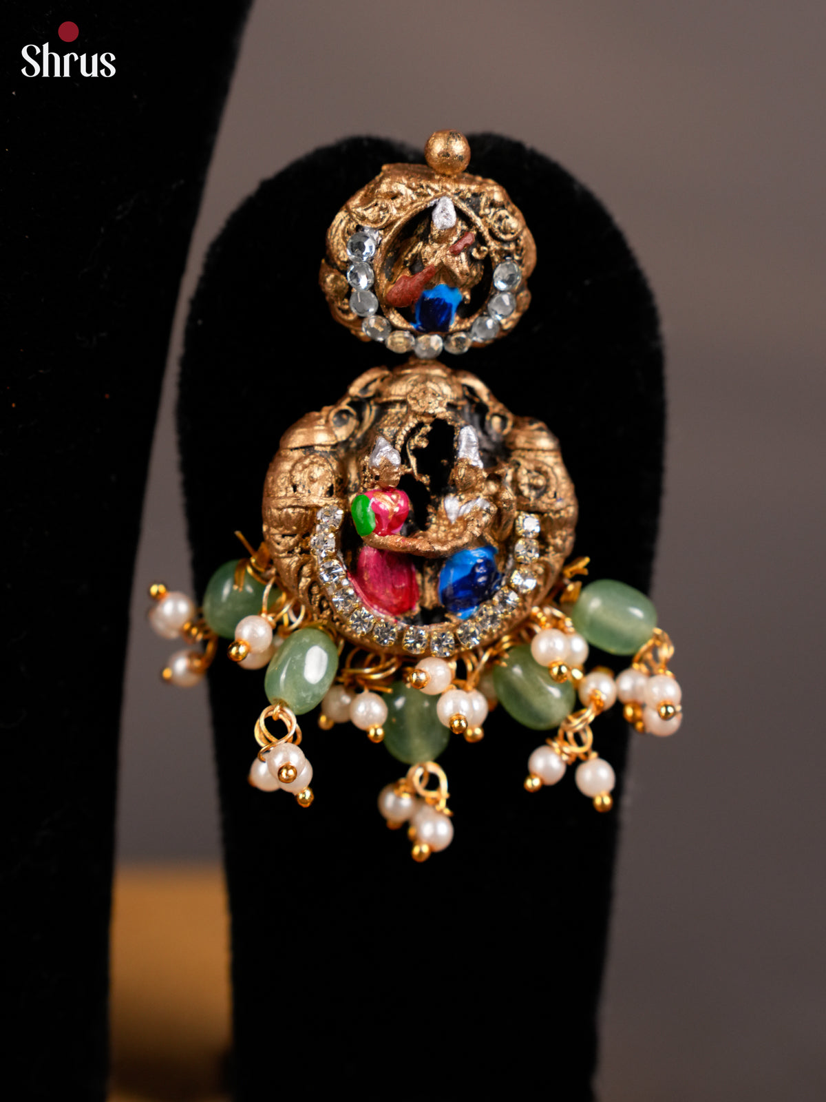 Exquisite Handcrafted Haram with vishnu kalyanam Tertrracotta set - EAJ20015