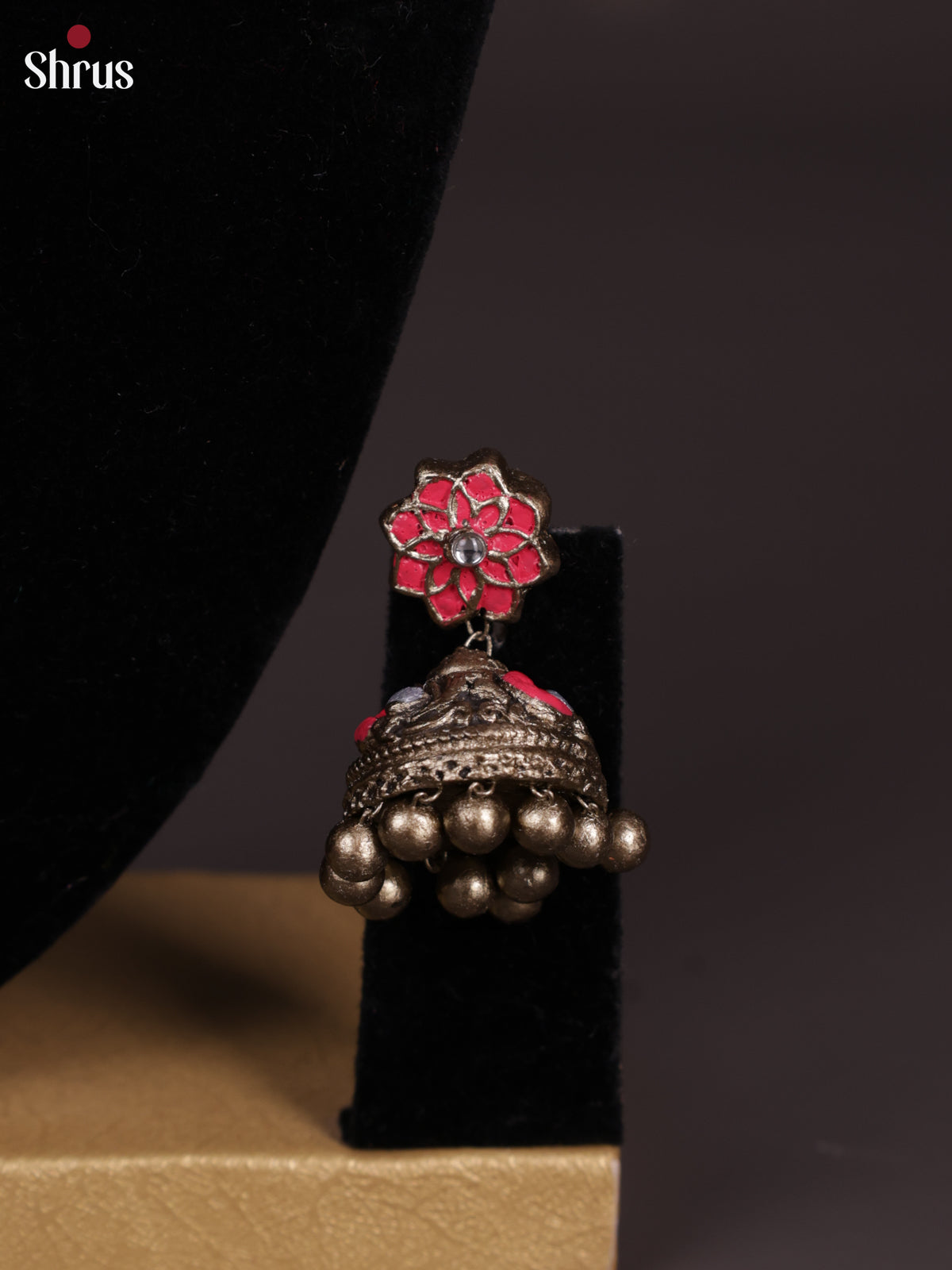 Antique Kerala style Mullu Mottu Haram Terracotta set with Jhumkas -EAJ24002 - Shop on Shrus.com