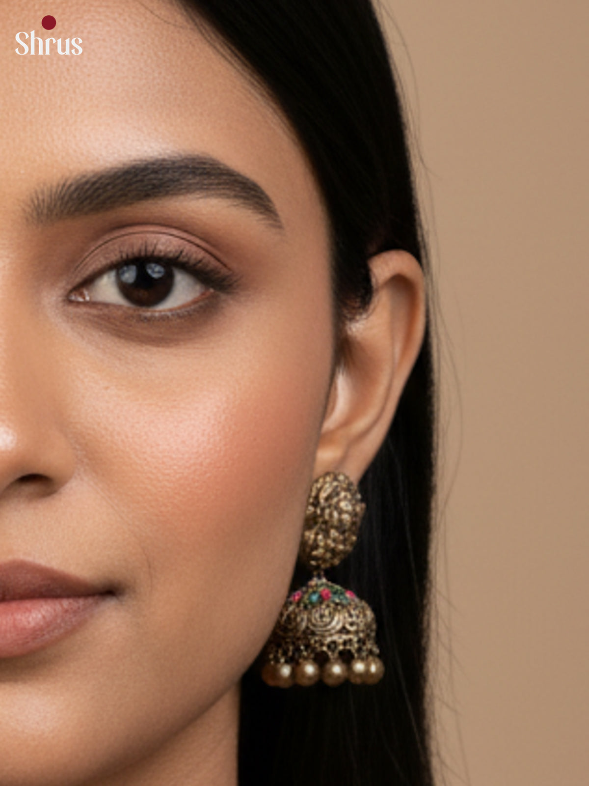 Handcrafted Antique Ganesha terracotta necklace set with Jhumka -EAJ24013 - Shop on Shrus.com