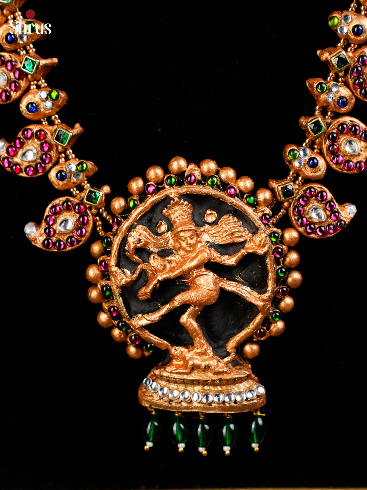 Rustic Manga Terracotta necklace set with Natarajar pendant - EAJ24017 - Shop on Shrus.com