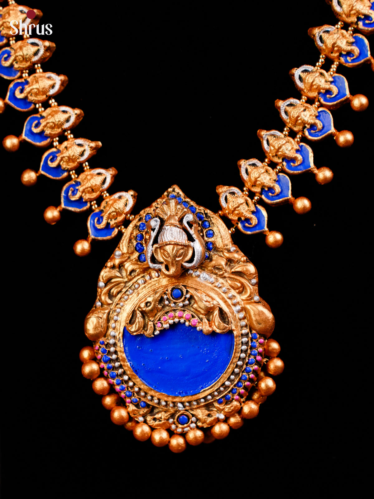 Handcrafted Divine Ganesha Necklace Terracotta set with jhumka -EAJ24019 - Shop on Shrus.com