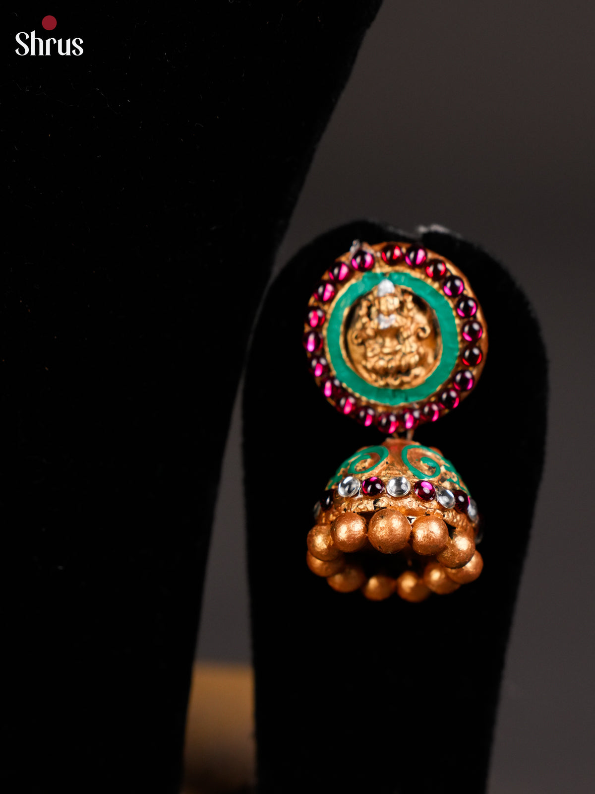 Handpainted Blue Manga Terracotta Necklace set with jhumka -EAJ24022