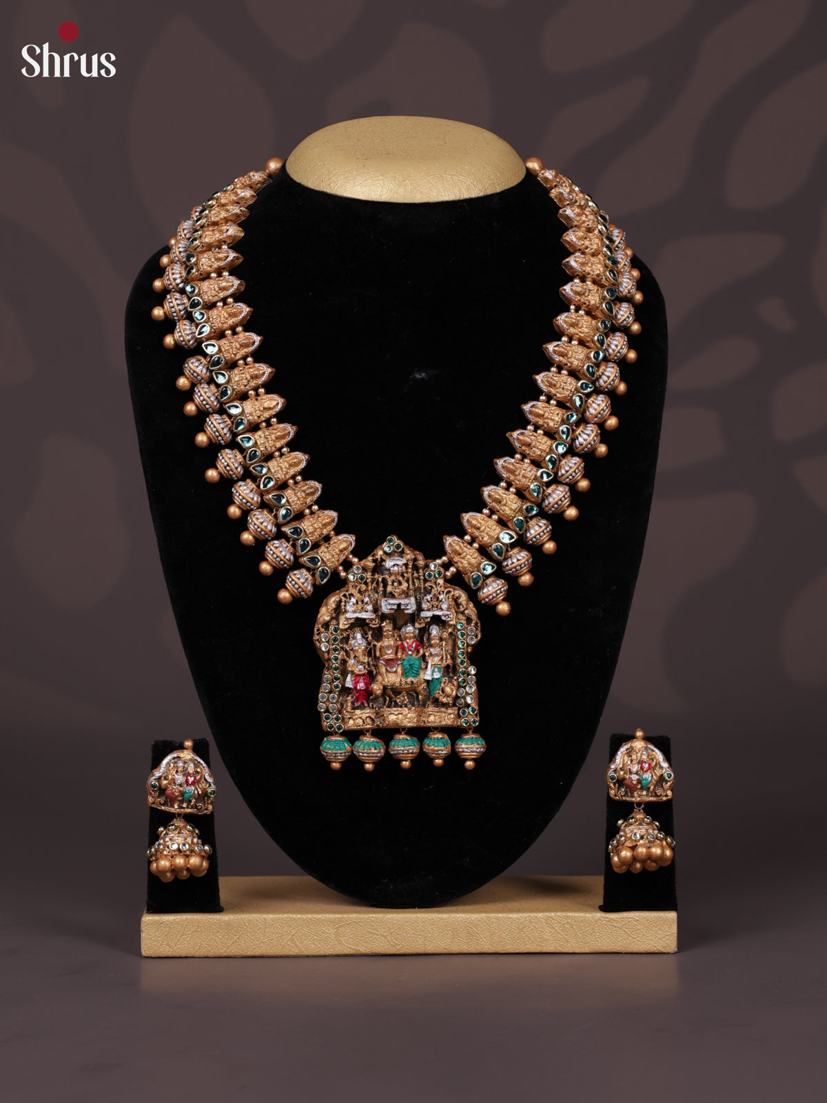 Rustic Shiv Parivar Terracotta Set with Jhumkas - EAJ30019 - Shop on Shrus.com