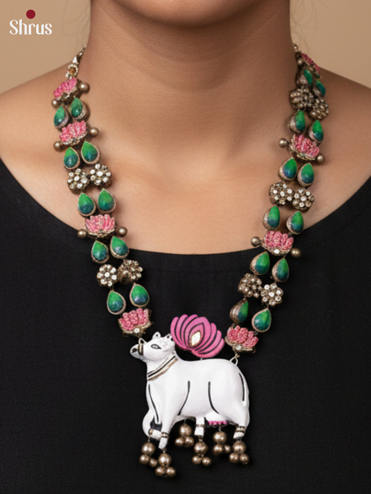 Handcrafted Pichwai terracotta haram set - EAJ30030