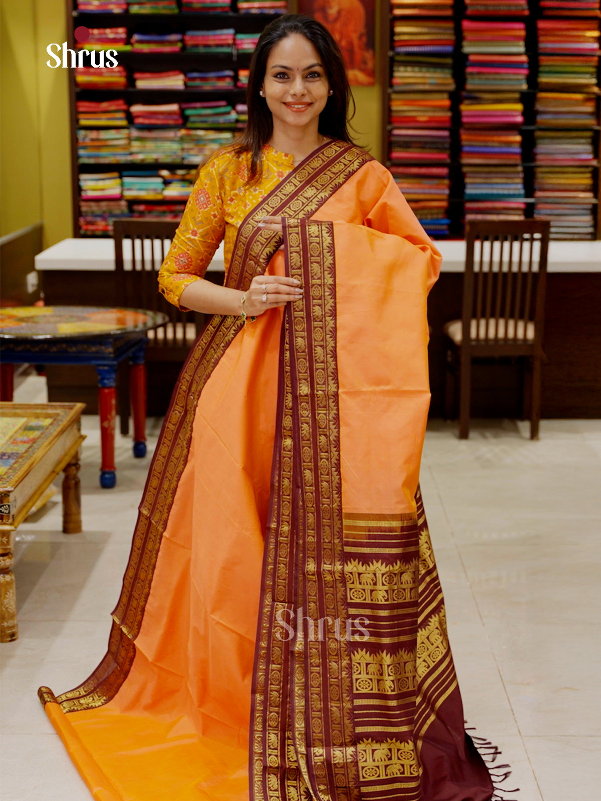 Silkcotton-halfpure Saree - EAS06076 - Shop on Shrus.com