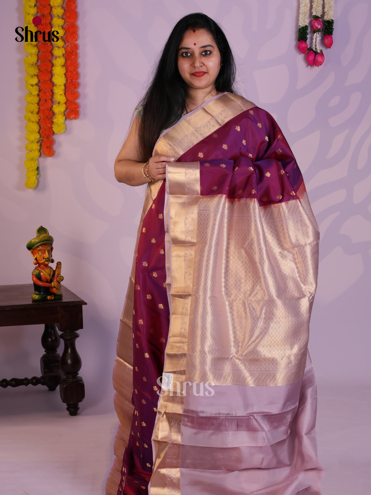 Purple & Lavender - Kanchipuram-halfpure Saree- EAS08291 - Shop on Shrus.com