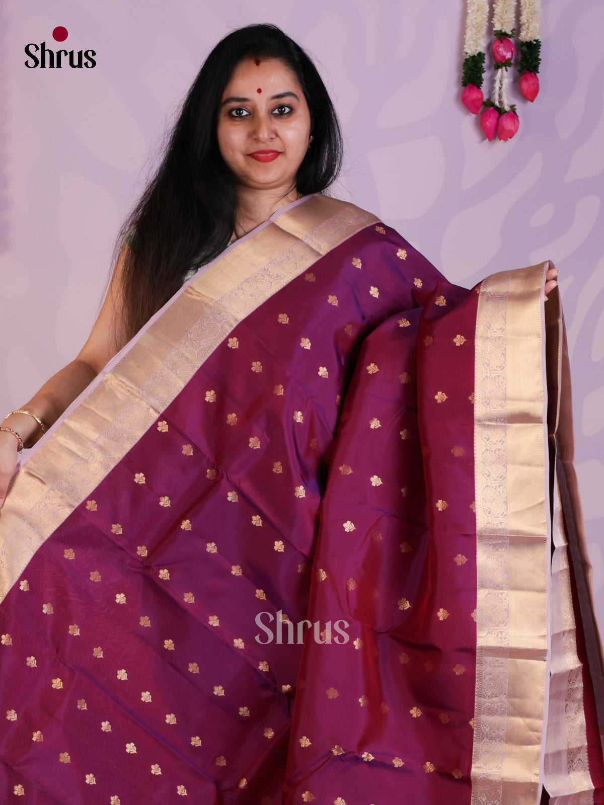 Purple & Lavender - Kanchipuram-halfpure Saree- EAS08291 - Shop on Shrus.com