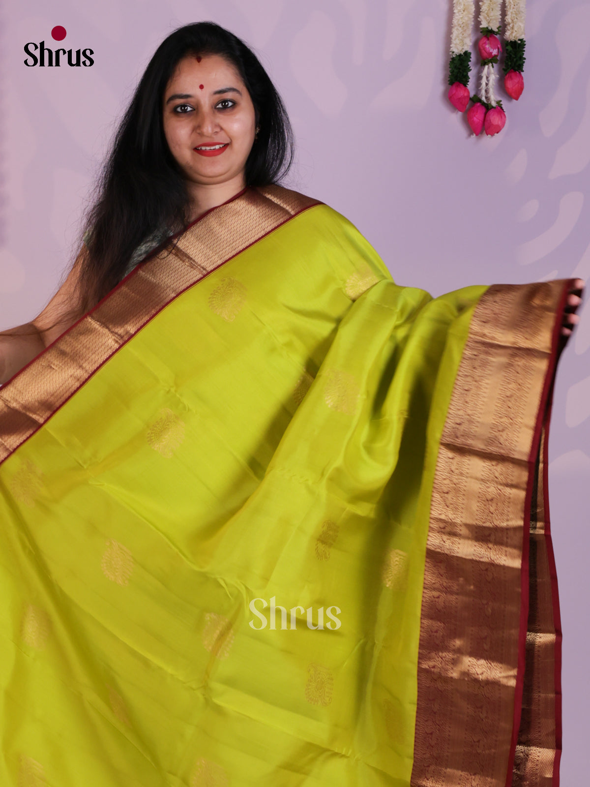 LighT green & Maroon - Kanchipuram-halfpure Saree- EAS08303 - Shop on Shrus.com
