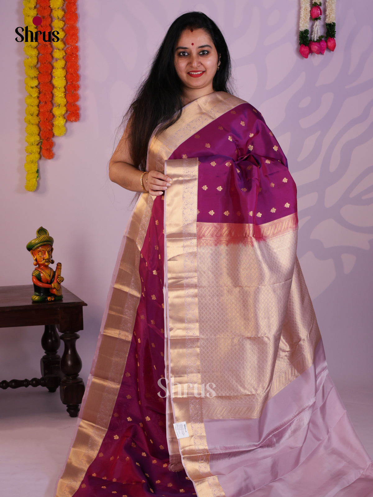 Purple & Lavender - Kanchipuram-halfpure Saree- EAS08322 - Shop on Shrus.com